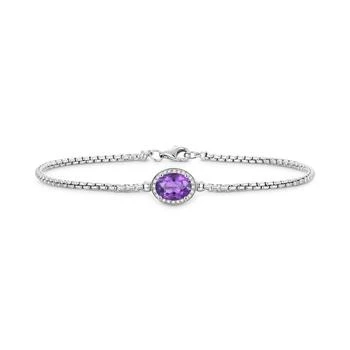 Macy's | Amethyst (1-1/10 ct. t.w.) & Lab-Created White Sapphire (1/10 ct. t.w.) Halo Link Bracelet in Sterling Silver (Also in Blue Topaz, Citrine & Mystic Topaz),商家Macy's,价格¥517