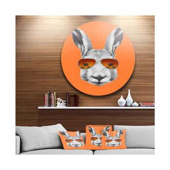 推荐Designart 'Funny Rabbit With Sunglasses' Disc Animal Metal Circle Wall Decor - 36 x 36商品