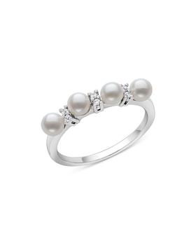 商品Cultured Freshwater Pearl & Diamond Ring in 14K White Gold - 100% Exclusive图片