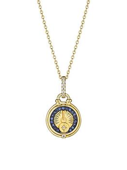商品Judith Ripka | Little Luxuries 18K Yellow Gold, Sapphire, & Diamond Sundial Medallion Necklace,商家Saks Fifth Avenue,价格¥16609图片