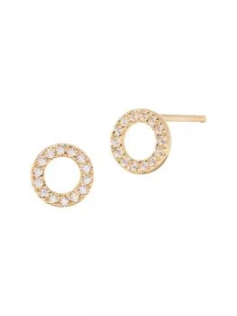brook & york | Lydia 14K Yellow Gold & 0.10 TCW Diamond Circle Stud Earrings,商家Saks Fifth Avenue,价格¥1801