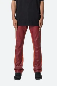 MNML | B518 Leather Flare Pants - Red/Orange 