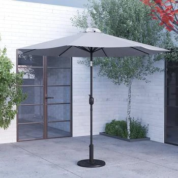 Merrick Lane | 9' Gray Polyester Bali Patio Umbrella With Base,商家Verishop,价格¥957