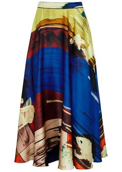 推荐Printed silk-satin maxi skirt商品