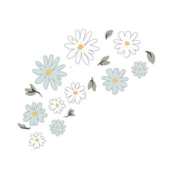 商品Sweet Daisy Blue/White Flowers Wall Decals/Stickers图片