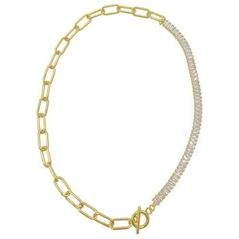 ADORNIA | 19" Paper Clip Toggle 14K Gold Plated Baguette Necklace 独家减免邮费