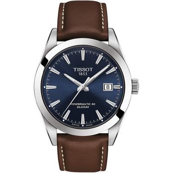 男装tissot automatic, Tissot | Men's Swiss Automatic T-Classic Gentleman Powermatic 80 Silicium Brown Leather Strap Watch 40mm商品图片 