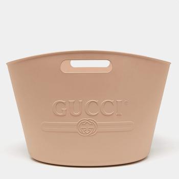 [二手商品] Gucci | Gucci Beige Rubber Logo Cut Out Handle Tote商品图片,8.7折, 满1件减$100, 满减