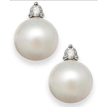 Macy's | Akoya Pearl (7mm) and Diamond Accent Stud 耳钉 in 14k White Gold,商家Macy's,价格¥1984