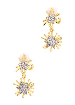 商品Kenneth Jay Lane | Starburst crystal-embellished drop earrings,商家Harvey Nichols,价格¥1121图片