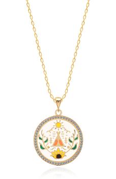 Gabi Rielle好不好, Gabi Rielle | Sweet Harmony 14k Gold Plated Sterling Silver CZ Halo Round Pendant Necklace商品图片 3.7折