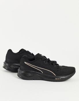 推荐Puma Aviator trainers in black and rose gold商品