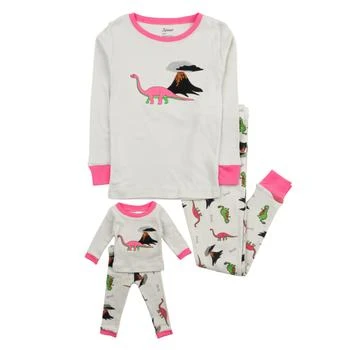 Leveret | Girls and Matching Doll Cotton Pajamas Dinosaur Gray,商家Premium Outlets,价格¥335