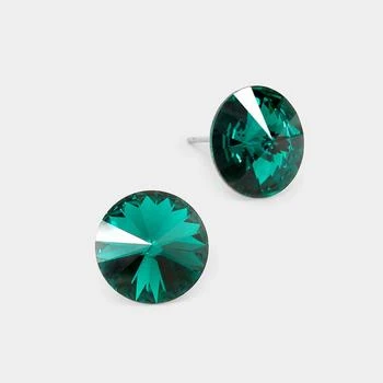 FASHNZFAB | 15mm Genuine Crystal Stud Earrings - Emerald,商家Premium Outlets,价格¥161