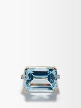MATEO, MATEO | East West diamond, topaz & 14kt gold ring商品图片 