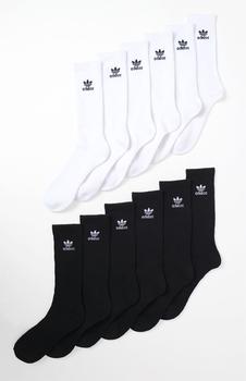 Adidas | White & Black Six-Pack Trefoil Crew Socks商品图片,独家减免邮费