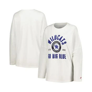 League Collegiate Wear | Women's White Distressed Kentucky Wildcats Clothesline Oversized Long Sleeve T-shirt,商家Macy's,价格¥265