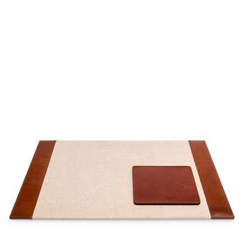 商品Pigeon & Poodle Stirling Tobacco Full Grain Leather Desk Blotter & Square Mouse Pad Set图片