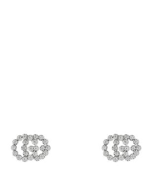 Gucci | White Gold and Diamond GG Running Stud Earrings商品图片,