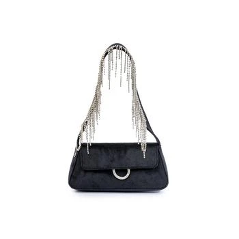 推荐Rhinestone Fringe Velvet Shoulder Bag商品