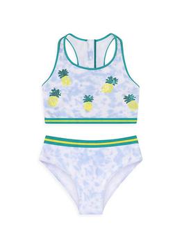 Andy & Evan | Girl's 2-Piece Tie-Dye Pineapple Embellished Swimsuit商品图片,4.5折