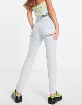 product The Ragged Priest high waisted mom jeans with bum rip in light blue image