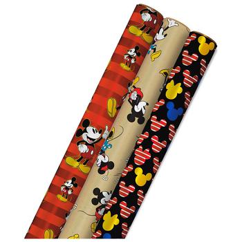商品Hallmark | Disney Mickey Mouse Wrapping Paper with Cut Lines on Reverse,商家Walgreens,价格¥122图片