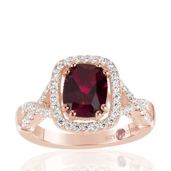 Suzy Levian | Suzy Levian Rose Sterling Silver Created Ruby and White Cubic Zirconia Engagement Ring,商家Premium Outlets,价格¥1161