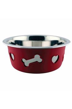 商品Weatherbeeta Non-slip Stainless Steel Bone Dog Bowl (Raspberry) (8.3in)图片