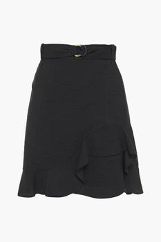 Sandro | Amy belted ruffled slub woven mini skirt商品图片,4.4折
