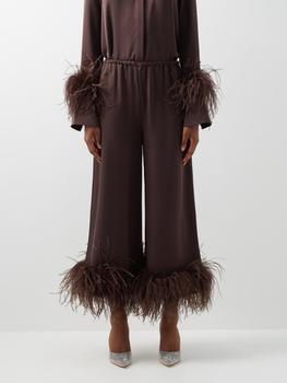 推荐Mandrake feather-trimmed cropped satin trousers商品