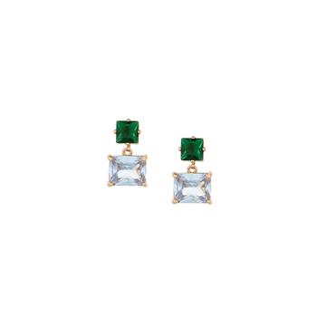 商品Green Velveteen 18K Gold Plated Drop Earrings图片