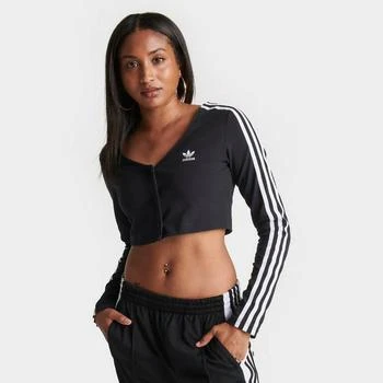 Adidas | Women's adidas Originals adicolor Classics 3-Stripes Button Long-Sleeve T-Shirt 额外9.7折, 满$100减$10, 满减, 额外九七折