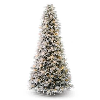 Seasonal | Pine and Pampas 9' Pre-Lit Flocked PE Mixed PVC Tree, 9590 Tips, 104 Pieces Pampas, 700 Warm LED, EZ-Connect, Remote, Storage Bag,商家Macy's,价格¥26144