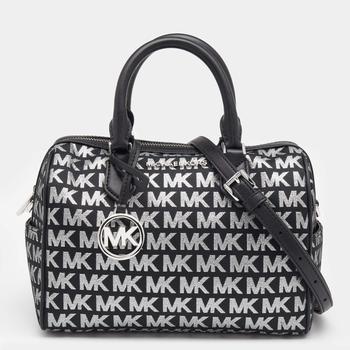 boston推荐, [二手商品] Michael Kors | Michael Kors Black Jacquard And Leather Bedford Boston Bag商品图片 7.5折