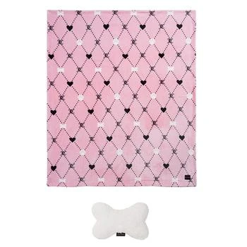 Juicy Couture | Paw Heart Pet Plush Sherpa 50" x 60" Blanket Bone Pillow, Set of 2,商家Macy's,价格¥172