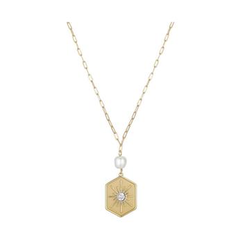 Unwritten | 14K Gold Flash-Plated Imitation Pearl Y-Necklace商品图片,6折×额外8.5折, 额外八五折