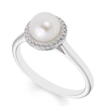 Macy's | Cultured Freshwater Pearl (7 mm) Diamond Accent Ring in Sterling Silver,商家Macy's,价格¥749