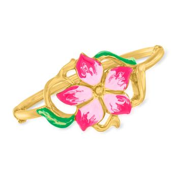 推荐Ross-Simons Italian Multicolored Enamel Flower Bangle Bracelet in 18kt Gold Over Sterling商品