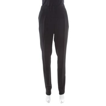 推荐Vionnet Black Crepe Pleated High Waist Tailored Trousers L商品