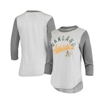 商品Women's White Oakland Athletics Baseball 3/4 Sleeve T-shirt图片