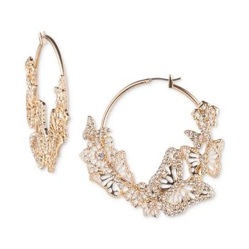 MARCHESA | Gold-Tone Crystal Butterfly Statement Hoop Earrings,商家Macy's,价格¥506