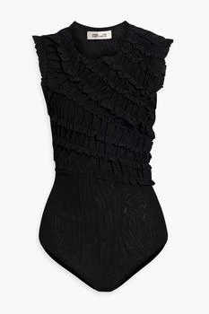 Diane von Furstenberg | Edward ruffled stretch-mesh bodysuit,商家THE OUTNET US,价格¥1171