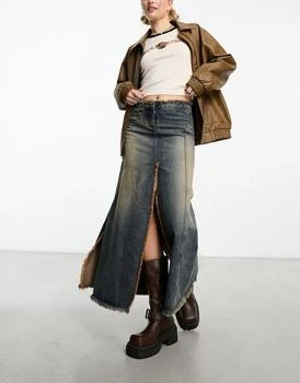 Reclaimed Vintage | Reclaimed Vintage spliced denim maxi skirt in Y2K wash,商家ASOS,价格¥179