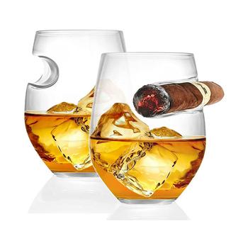 商品Whiskey Glass with Cigar Holder Rest, Set of 2图片
