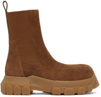 rick owens tractor, Rick Owens | Orange Suede Beetle Bozo Tractor Boots商品图片 额外8.5折, 额外八五折