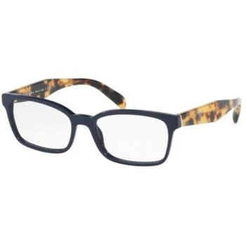 Prada | Prada Unisex Eyeglasses - Clear Lens Blue Plastic Rectangular Frame | 0PR 18TV VIB1O1 3.2折×额外9折x额外9.5折, 独家减免邮费, 额外九折, 额外九五折