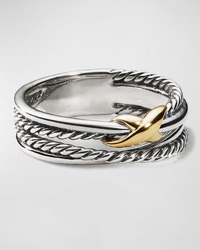 商品David Yurman | X Crossover Ring in Silver with 18K Gold, 6mm, Size 5 - 8,商家Neiman Marcus,价格¥2135图片