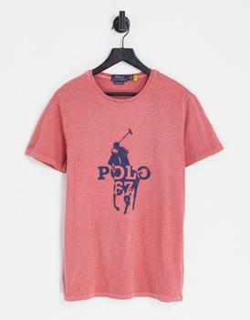 推荐Polo Ralph Lauren t-shirt with large player logo print in washed red商品