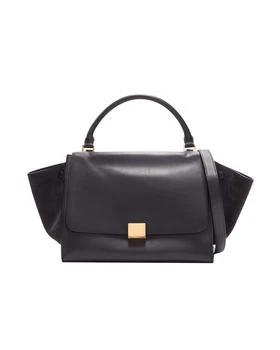 [二手商品] Celine | CELINE Trapeze black soft suede leather panels GHW satchel tote bag 8.3折